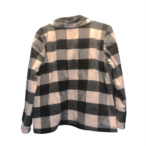 Gymboree half-zip pale pink/black buffalo plaid pullover polar fleece, XS (4) - Picture 2 of 4